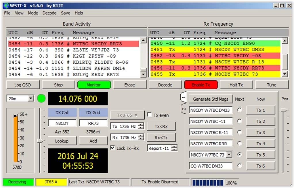 JT65 QSO W7TBC Working N8CDY in JT65 Mode Using WSJT-X, 20m