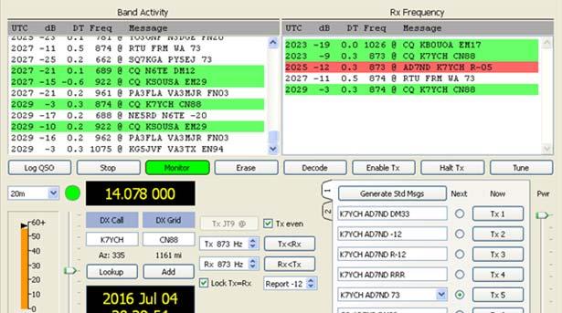 JT9 QSO AD7ND Working K7YCH in JT9 Mode Using WSJT-X in 20m
