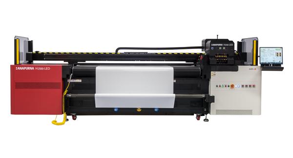 The is a high-speed hybrid UV LED-curable inkjet system with a printing width of 2.5 m for indoor and outdoor applications.