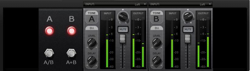 Mixer View The Mixer View is the place to go to get control over the audio input and output options for the Tone A and Tone B signal paths.