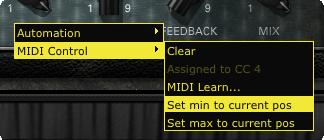 Minimum and Maximum Position Values By default, all variable parameters (knobs, sliders, faders, etc.