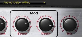 So we ll click on this Delay - Mix knob in the POD Farm Plug-In GUI: Click on the Delay s assigned Mix knob.