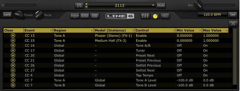 POD Farm 2 Basic User Guide - Standalone Operation MIDI Assignments View This display allows you to easily reference and manage MIDI control assignments for the POD Farm 2 standalone application.
