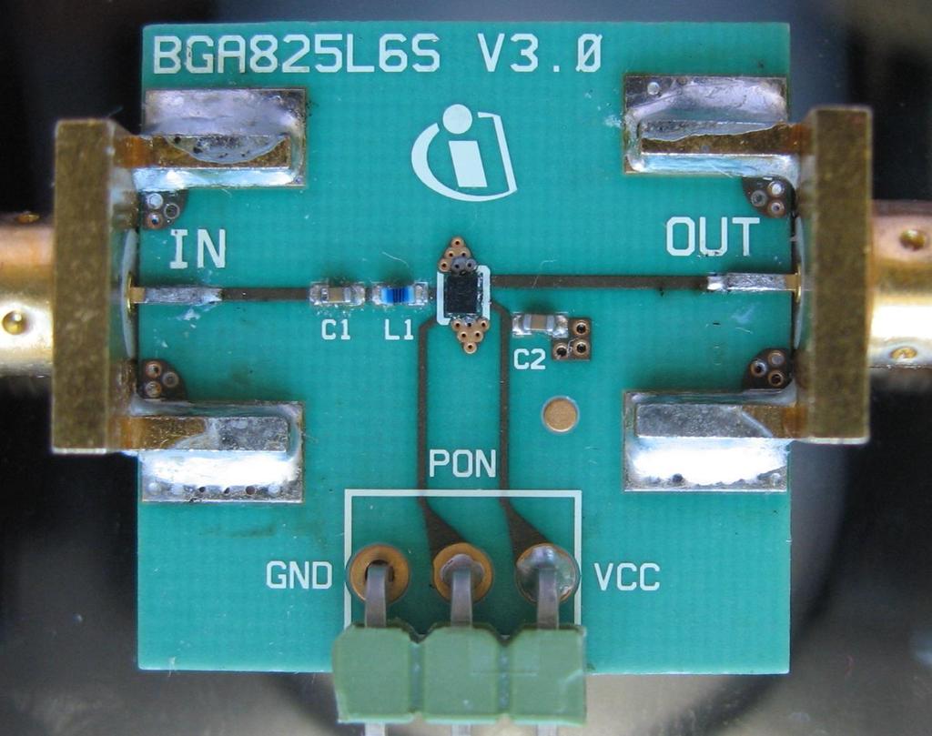 Evaluation Board 7 Evaluation Board Figure 22 Populated PCB picture of BGA825L6S Vias