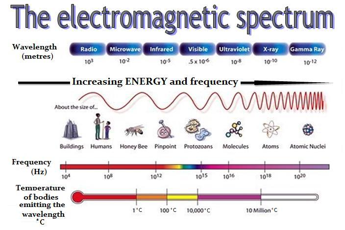 The electromagnetic spectrum. A family of waves that have similar properties. The frequency and energy increase from radio to gamma. The wavelength decreases from radio to gamma.