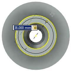 starting point. Drag away from the center. Enter 38 mm in the direct entry field.