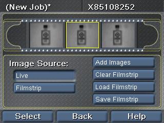 Filmstrip Control -- SensorView The Filmstrip Control lets you record and play back Checker images. Image source selector: Controls source of images in Setup mode.
