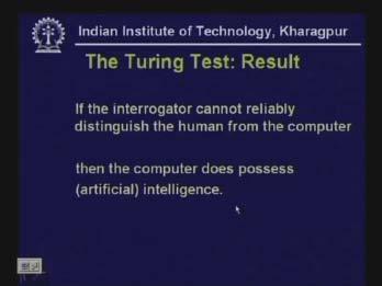 This is the test devised by Turing to find out whether the machine has been able to come up with a right amount of intelligence to match human intelligence in answering questions.