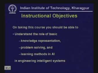 (Refer Slide Time: 01:43) The instructional objectives of this course: On taking this course you should b able to understand the role of basic knowledge representation, how to represent our knowledge