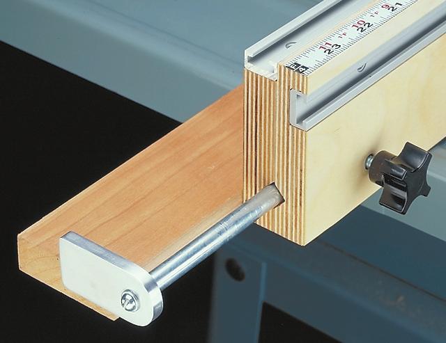 This way, when you tilt the head of the miter gauge to make an angled cut, the fence can be repositioned to provide support up close to the saw blade.