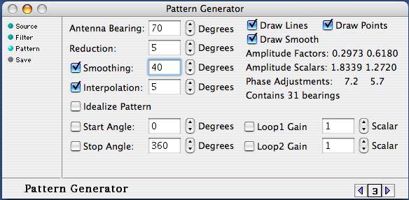 To proceed to the "Save" section, select the right arrow at bottom right of the window. 3. Pattern The "Pattern" section is for reducing, smoothing, and interpolation before saving the pattern.