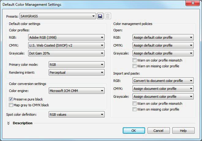 rtainium UV + : pson rtisan 1430 WinProfile Print Setup uide: orelrw X5 & X6 3) In the Menu ar, click Tools > olor Management > efault Settings (see IUR 3).