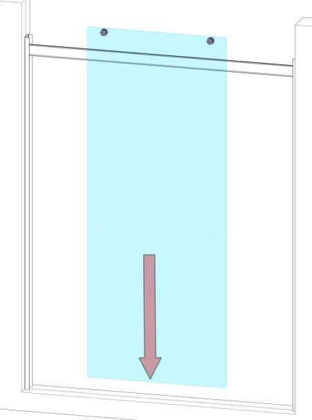 27 To prevent scratching the header during glass installation, apply masking tape to the front face of the header. Place the Inner panel inside the shower, but DO NOT hang it.