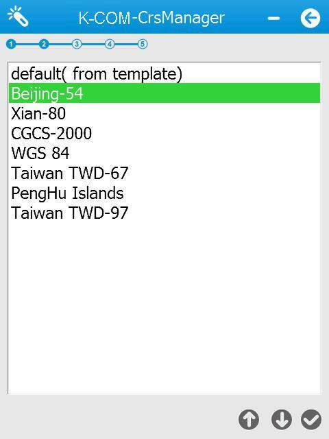Select one coordinate system from the template list, or tap default (from template) if there is no suitable