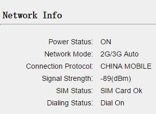 including GPRS model status, network mode, dialing status, APN, etc.