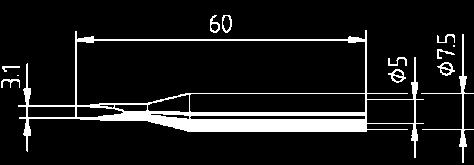 1 mm ø ERSADUR, chisel-shaped, 2.6 mm ERSADUR, angled face, 45, 3.