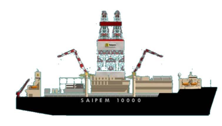 Comparison with Saipem 10 000: Height: 19 m Moonpool: 78 x 18