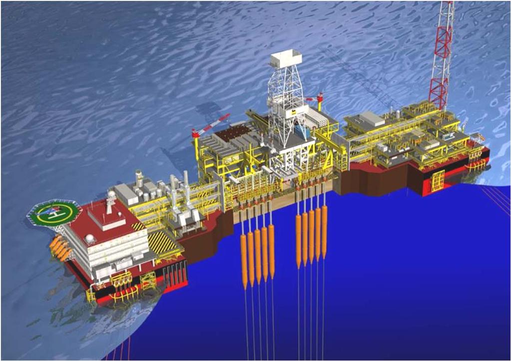 Key Technical Features A drilling and production floating unit Large Water depth range from 500m to 3,000m WD Number of slots in the wellbay from 6 to 36+ to integrate free standing top-tensioned