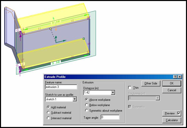Click OK to create the sketch then use the View Ortho Workpane to view it. Construct two rectangle shapes as shown in figure 45. Figure 45.