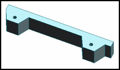 10. The extrusion should look like figure 13. Figure 13. Extruded Base or Undercarriage Strip. 11. We will now extrude or add parts onto the front to extend the housing for the front wheels.
