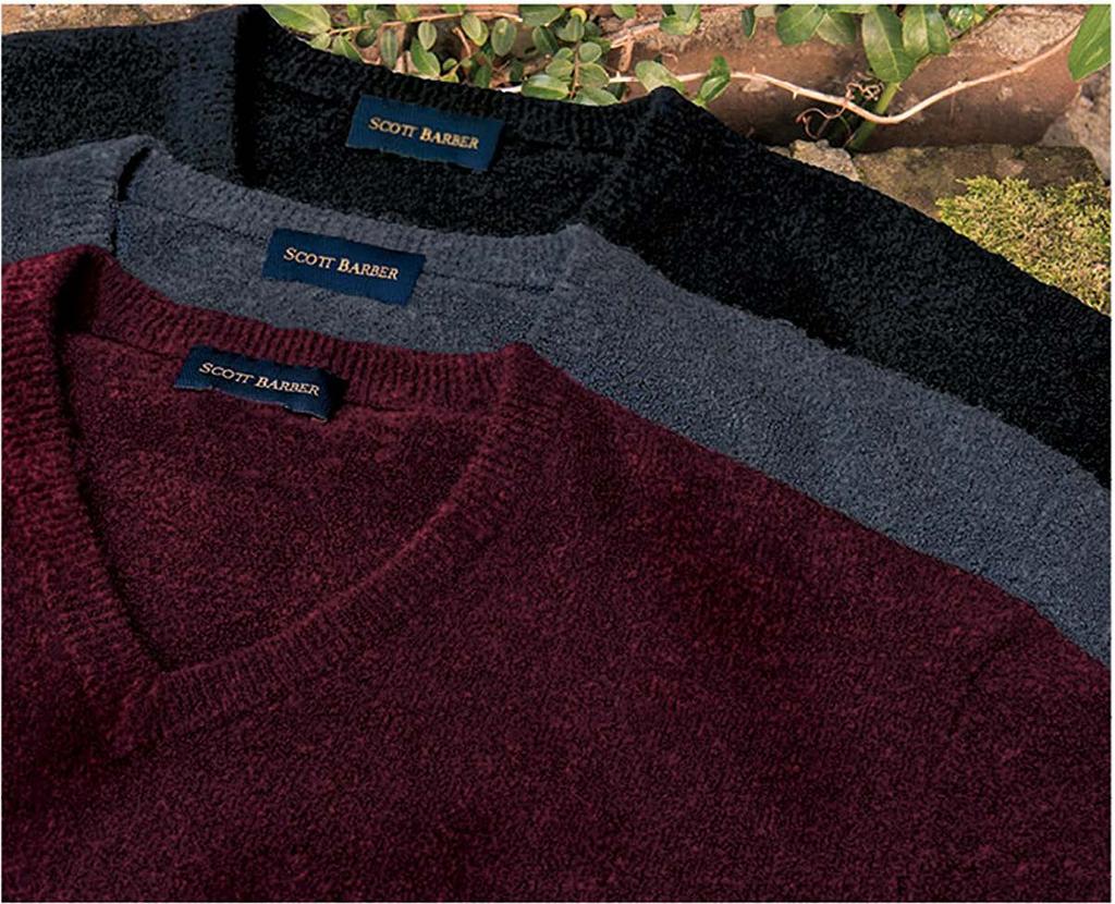 Our new Boucle v-neck sweater is one distinctive example of the many different sweater styles, colors and fabric combinations we offer.