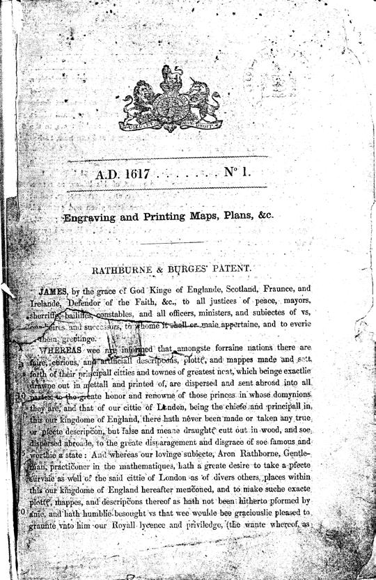 Optional An early English patent issued in