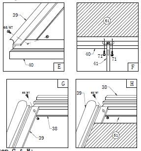 2. Window Assembly: Step E: Attach part #39 to part #40 with