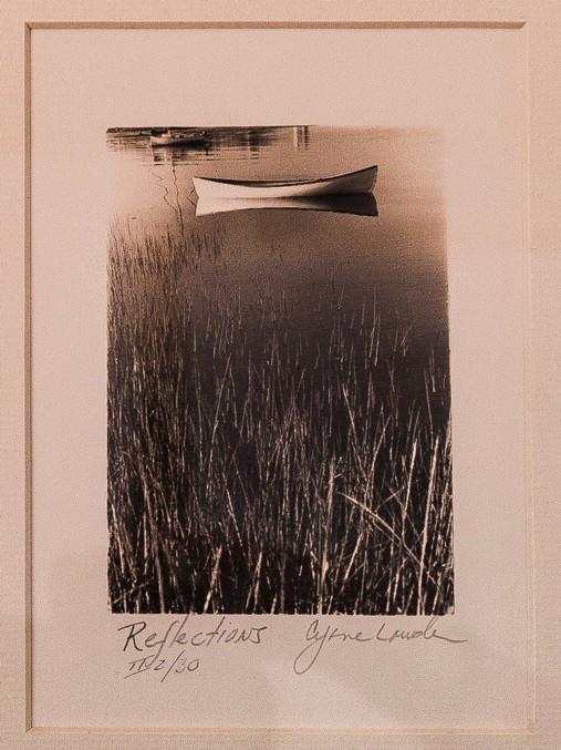 FEATURED ARTIST WEEK TWO Cyane Lowden Summer Evening, Reflections Sepia Silver Prints Cyane has donated two sepia-toned silver prints, a relatively rare media now, harkening back to the days of film