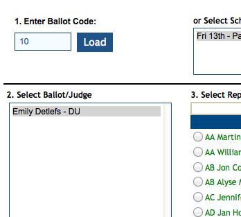 The change judge form is designed primarily to be used when you have a ballot in front of you that needs to be quickly switched with another judge.