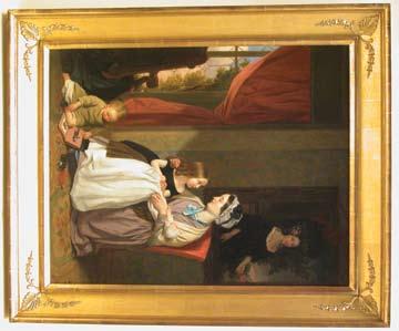 155. PAINTING, JOHN THOMAS PEELE (ENGLISH 1822-1897) Family Introductions, oil on canvas, signed lower left J.T. Peele, 1847.