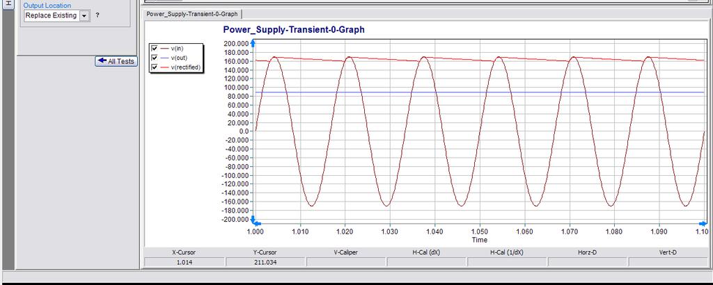 6K Rectifier Low Pass Filter V1 is 170 Vpeak at 60 Hz Rectified Voltage (no