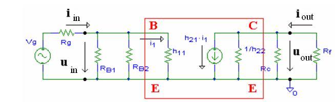 Common emitter amplifier with bypassed emitter resistance For alternating signals the capacitors and the power supply act as shor circuit bypasses.