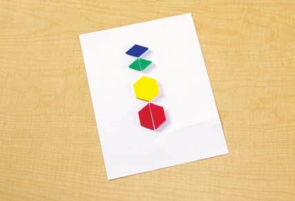 Then have students do the activity to solve the problem. Give Pattern Blocks, crayons, and blank sheets of paper to each pair.