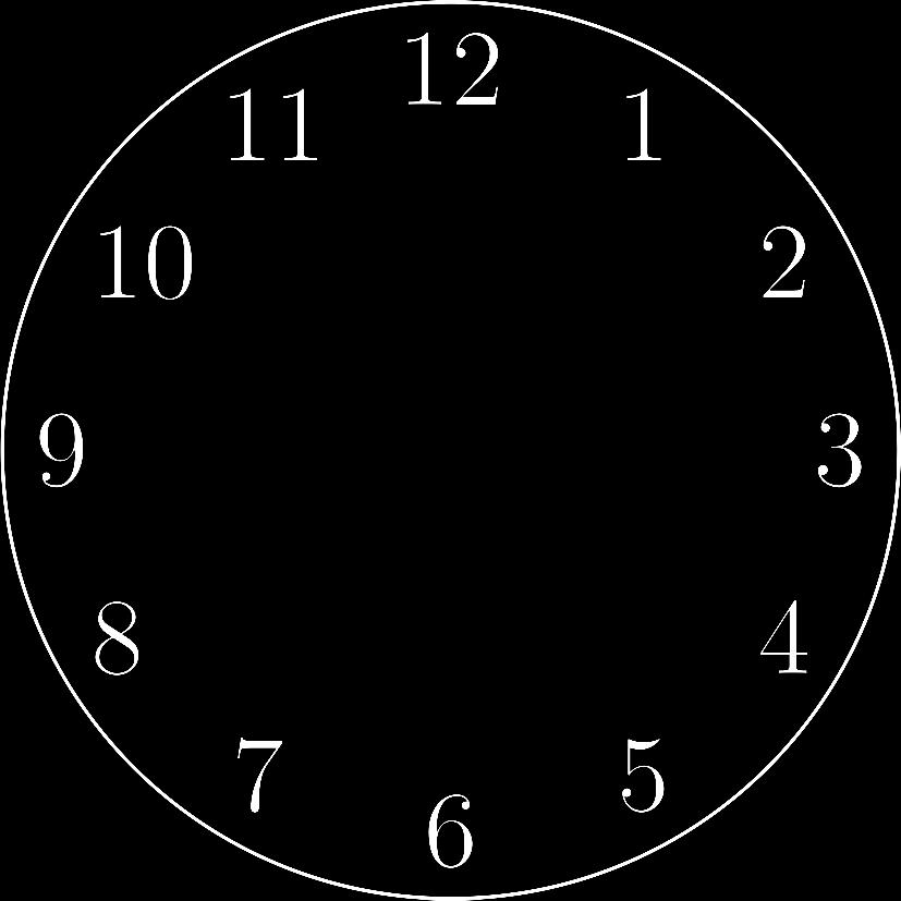 Benjamin, 4 point problems (A) 8 (B) 16 (C) 24 (D) 32 (E) 35 1684. The diagram shows a clock face with 12 hour marks.