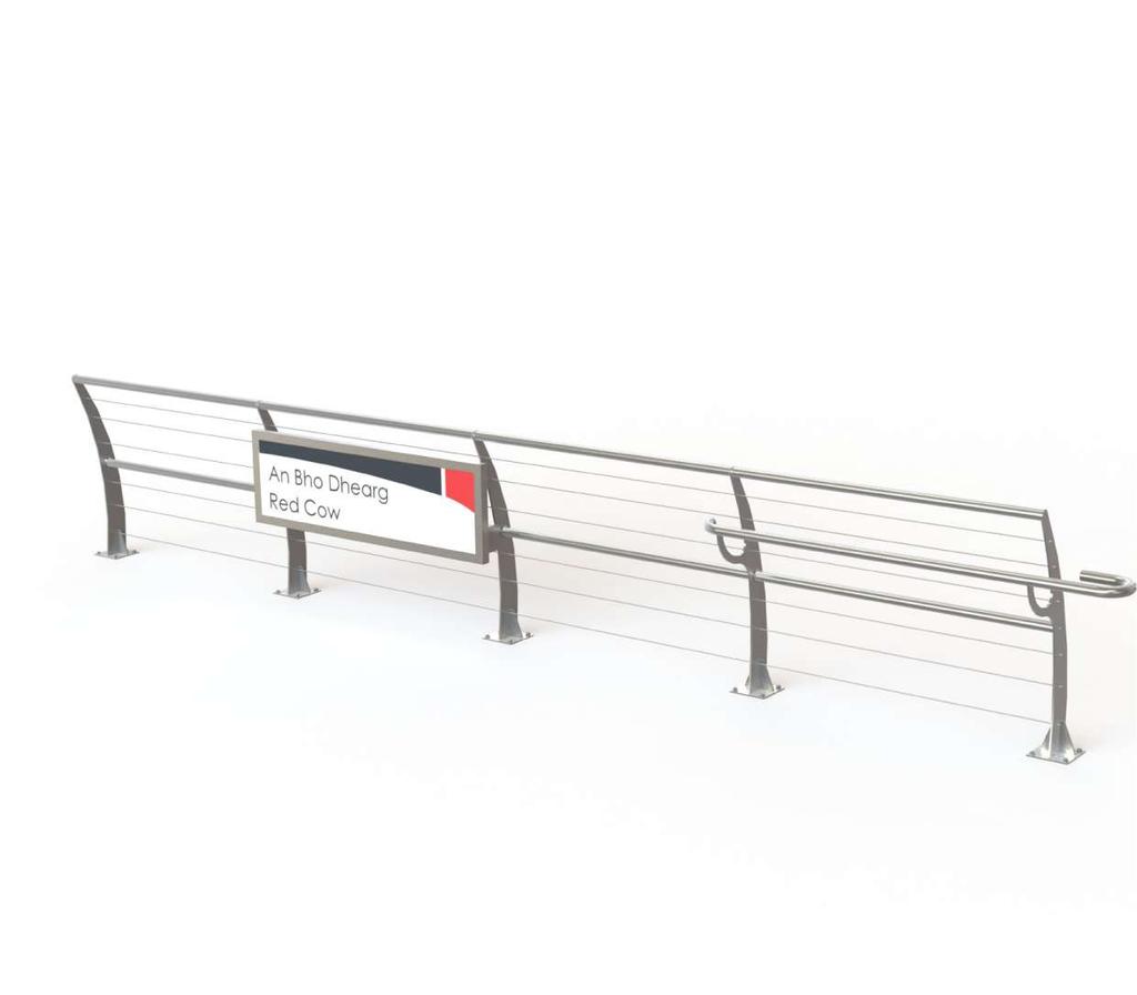 Specify: Kent Light Rail Balustrade Straight KLRB 1200(S); 1200mm high; Grade 316L Stainless Steel; Bright Satin Finish; Surface Mounted.