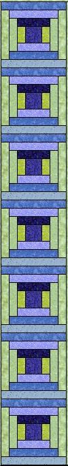 Start in the center with your 3.5 blue square and begin building your block on both sides at once. Add the 2-2 x3.5 light greens to either side.