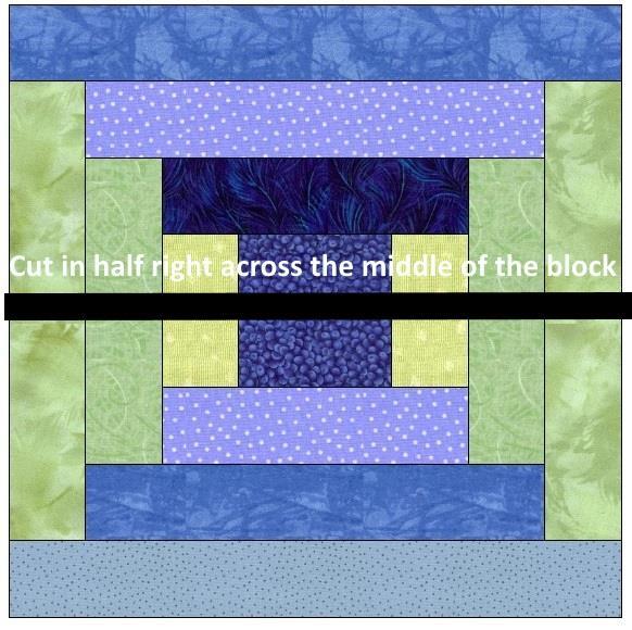 3. For the next 3 rows, you need to take one of your blocks and cut it in half like this: 4.