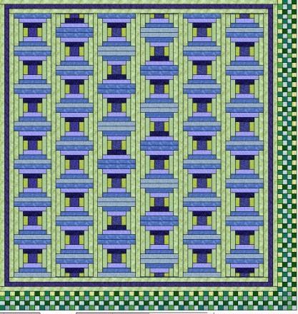 Border 4 checkerboard border consists of 4 2 squares in formation of light/dark/light/dark of both blues and greens.