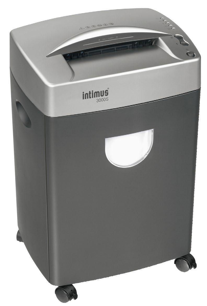 Intimus Strip Cut Shredders Dustproof collecting bin with inspection window so the user knows when the basket is full. 4 castors for mobility (2 of them lockable) and a pull-out bin for easy emptying.