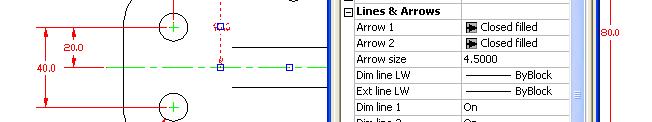06 Modifying a Dimension with the Properties Tool Next, to turn off the center marks on the radius and diameter dimensions, zoom out to view the entire Bracket Problem and select all the radius and