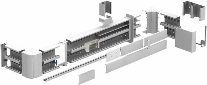 Product and Installation Features Trunking Installation OptiLine 70 Trunking provides the installer with an innovative symmetrical, click-in design. Components 1. Stop end 2. Cable retainer 3.