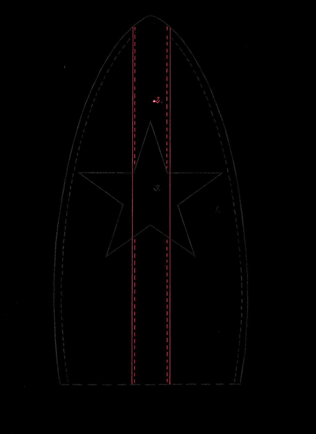 MERRY & BRIGHT SANTA SACKS PDF PATTERN SUMMER SANTA Surfboard Top The dashed lines indicate where I have topstitched decorative details to the