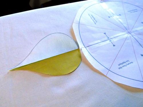 Place the half paper template over the teardrop to clearly see the center line of the teardrop and to make sure the