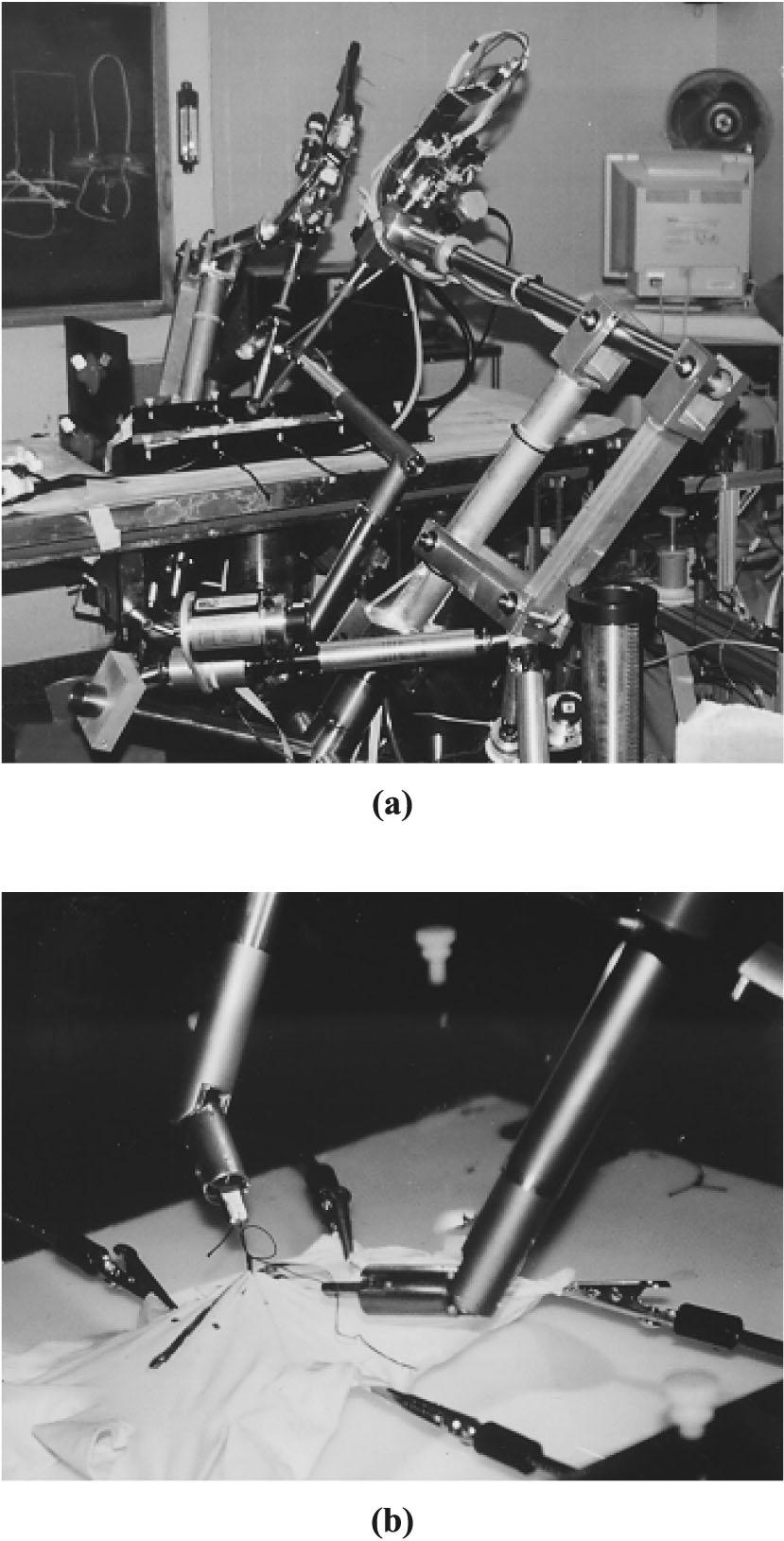 M Cenk Çavuşoğlu et al The wrist-to-gripper length is 5 cm The yaw and roll axes are coupled and actuated with tendons jointed by three DC servo motors located on the end of tool arm outside the body