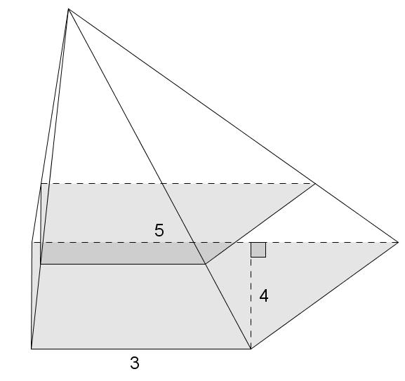 Find the area of the parallel slice that is three-fourths of the way from the vertex to the base. 7. *** The base of a pyramid has area 4.