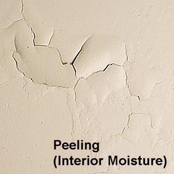 Peeling Paint Due to Interior Moisture Symptoms: Peeling Paint Due to Interior Moisture Under Paint Film Peeling of interior paint due to moisture is characterized by cracking and gentle peeling away