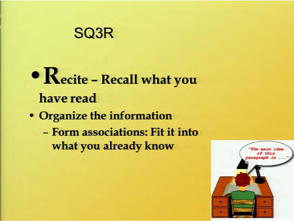 So we've done the first R which is read and now we're going to talk about reciting which is basically recalling what you've read.