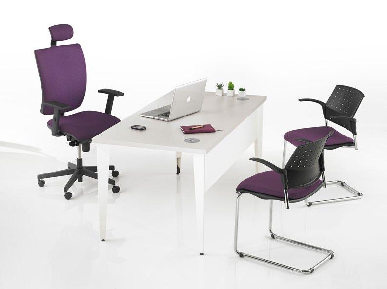 Advantages LAYOUT A comprehensive range of contemporary tables for a variety of configurations (e.g. individual, 2-person and 4-person desks) and target users (e.g. mobile and sedentary employees, managers) or for meetings.