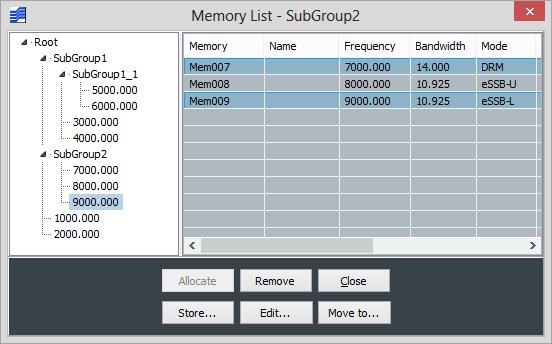 Figure 144 Memories listed by clicking memory labeled 4000.