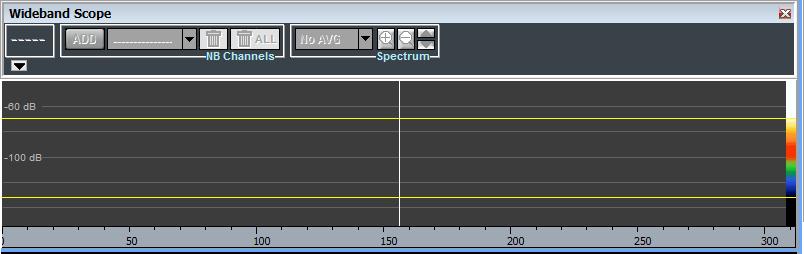 Palette Setting: this item allows to select mapping between palette colors and spectrum amplitudes (ordinates), for the wideband waterfall display.